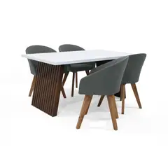 HOGAR VENECIA - Comedor 4p Aragon Sillas Noto 73x150x90 Gris