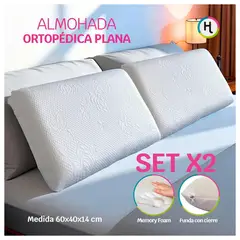 HOGARETO - Set X2 Almohadas Confort Ortopédicas Espuma Media 40X12 Cm