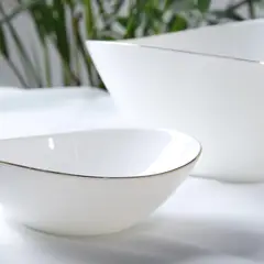ESSENZA - Bowl Blanco Redondo Boat Gold Vitro de 10 Pulgadas