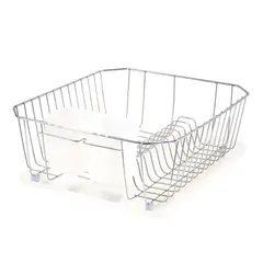 JUST HOME COLLECTION - Escurridor de Platos Acero Inoxidable Cromado + Bandeja Blanca + Portacubiertos con 2 Divisiones Negro 32x36x14 cm