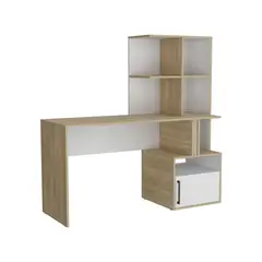 JUST HOME COLLECTION - Escritorio Biblioteca Vance Blanco Mqz+fresno Europeo/blanco Mqz 140x140x50 cm