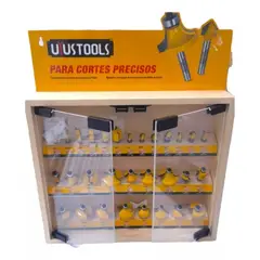 UYUSTOOLS - Juego y Exhibidor de Broca Fresa 30 Piezas Ruteadora 1/4 Pulgadas