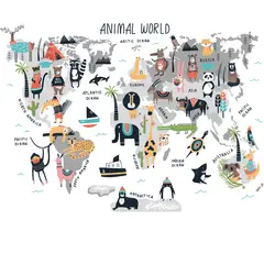 VINILOVERS - Vinilo Mapa Infantil Mundo De Animales