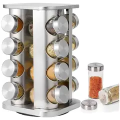 52 BITS - Especiero Cocina Casatua 16 Condimentos Giratorio Acero Inoxidable
