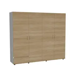 JUST HOME COLLECTION - Armario Dassel 230x200x51.5 cm Fresno Europeo/Blanco