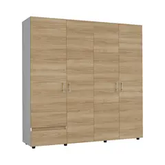 JUST HOME COLLECTION - Armario Dassel 200x200x51.5 cm Fresno Europeo/Blanco