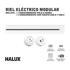 HALUX - Riel Eléctrico Modular + 2 Tomacorriente