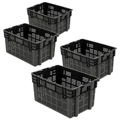 ENERGY PLUS - Set X4 Canastillas Organizadoras Apilables y Anidables 25 kg