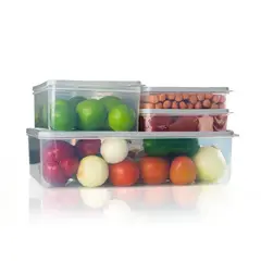 ENERGY PLUS - Set x4 Recipientes de Polipropileno para Organizar con Estilo Gris