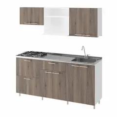 JUST HOME COLLECTION - Cocina Integral Berlin 1.80 Metros Mitte Incluye Mesón Poceta Derecha con 4 Fogones a Gas + Campana + Grifería