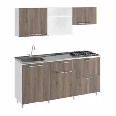 JUST HOME COLLECTION - Cocina Integral Berlin 1.80 Metros Mitte Incluye Mesón Poceta Derecha con 4 Fogones a Gas + Campana + Grifería
