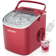 EUHOMY - Máquina de Hielo Portátil con Asa y Limpieza Automática Color Rojo
