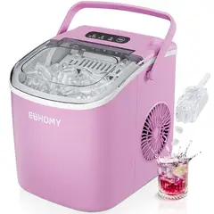 EUHOMY - Máquina de Hielo Portátil con Asa y Limpieza Automática Color Rosado