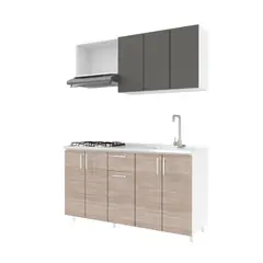 undefined - Cocina Integral Noruega 1.50 Metros Portabel/Nepal Incluye Mesón Poceta Derecha con 4 Fogones a Gas, Grifería, Canastilla y Desagüe Just Home Collection