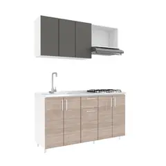 JUST HOME COLLECTION - Cocina Integral Noruega 1.50 Metros Portabel/Nepal Incluye Mesón Poceta Derecha con 4 Fogones a Gas, Grifería, Canastilla y Desagüe