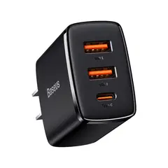 BASEUS - Cargador Rápido Compact 30w 3 Salidas (2 Usb-a + Usb-c)