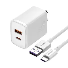 BASEUS - Cargador Combo 20w 2 Salidas (usb-a + Usb-c) + Cable Tipo Usb-c