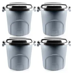 ENERGY PLUS - Kit X4 Canecas Tanque Multiuso Plástico 50L Tapa Y Manijas Gris