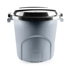 ENERGY PLUS - Caneca Tanque Multiuso Plástico 50 Litros Con Tapa y Manijas Gris