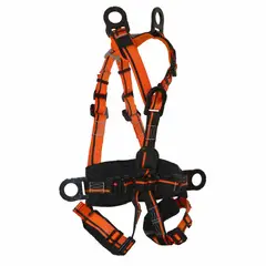 EPI - Arnés Premium Dielectrico Rescate Tipo y de 7 Argollas Con Faja Protector Lumbar y Protector Piernas - Sistema Anti Trauma