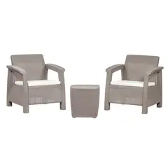 MQ - Juego De Balcón / Bistro / Patio Exterior 3 Piezas Plástico / Poliprópileno Ferrara Taupe