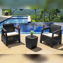 MQ - Juego De Balcón / Bistro / Patio Exterior 3 Piezas Plástico / Poliprópileno Ferrara Wengue