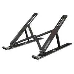 GENERICO - Base Portátil Computador 7 Niveles Ajuste Soporte Ventilación Aluminio Negro