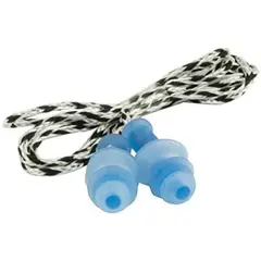 SAFETY WORKS - Tapones para Oídos Triple Reborde con Cordón y Estuche de Plástico Azul