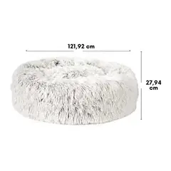 SLUMBER PET - Cama Redonda de Peluche para Perro Con Cubierta de Poliéster de 121.92cm de Largo y 27.94cm de Ancho Color Crema