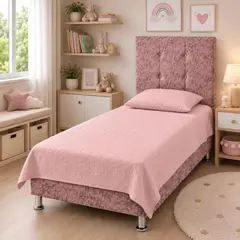 KAIU HOME - Combo Nina Rosado Base+Cabecero+Colchon+Acolcha+Almohada 100X190