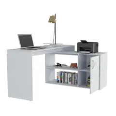 VIRTUAL MUEBLES - Escritorio en L Axis. Blanco Duqueza