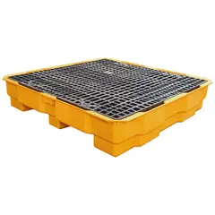 SOLIPLAST - Estiba Plástica Antiderrame 4 Tambores 130x130x25.5 Contención Líquido 270Lt