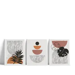 BE AND BEE - Tríptico Boho Hojas Nude