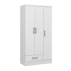 BERTOLINI - Closet Armario 90Cm 3 Puertas 1 Gaveta en Mdp Blanco