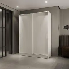 MADERKIT - Closet de Puertas Corredizas Nevada 150X200X53 Cm Gris claro/Blanco