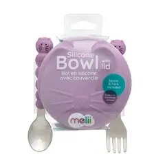 MELII - Bowl Silicona 200ml con Cubiertos Gato