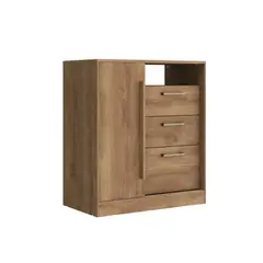 undefined - Cómoda Cajonera 80 cm En Mdp 3 Cajones 1 Puerta Freijo
