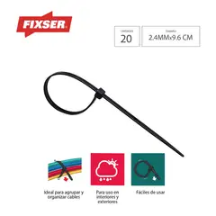 FIXSER - Amarre Negro 2.4X96Mm 20Und