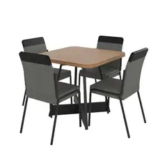 BERTOLINI - Juego de Comedor 90x90 cm Prestige 4 Puestos Freijo con Gris