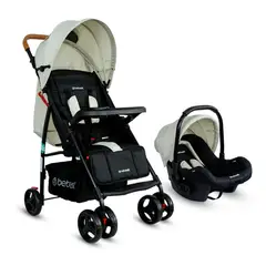 BEBESIT - Coche para Bebé con Portabebe Travel System Summer Beige