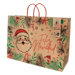 GENERICO - Bolsa Navideña de Regalo Kraft Grande
