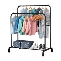 52 BITS - Perchero Exhibidor Doble con Zapatera Multifuncional 2 en 1