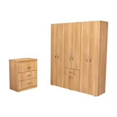 RTA DESIGN - Combo Closet 164X141 + Cómoda 73X58 Mayer Rta Madera natural Blanco
