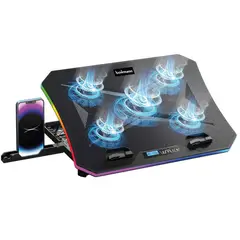 BOWMANN - Base Cooler 5 Ventiladores LCD + Soporte Celular