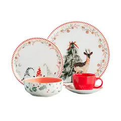 CORONA - Vajilla Navideña Ilusión 4 Puestos 20 Piezas