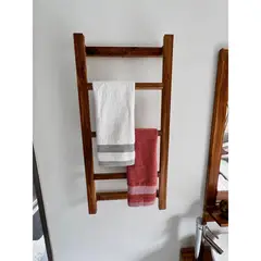 GENERICO - Toallero En Teca Tipo Escalera para Pared 80x39x10 Fabrirtex Eu