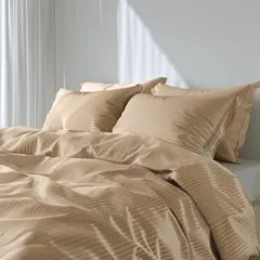 DUVET A RAYAS - Funda Cama Doble Color Camel