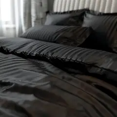 DUVET A RAYAS - Funda Cama Doble Color Negro