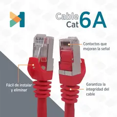 GENERICO - Patch Cord de Cobre SFTP VCP Cat 6A Pcv6A-10r Rojo x 3 m