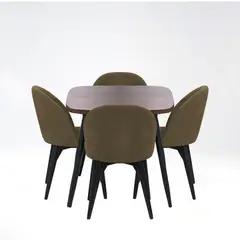 ELITE LIVING - Comedor Nova 4 puestos Natural Oscuro Negro Tela Taupe